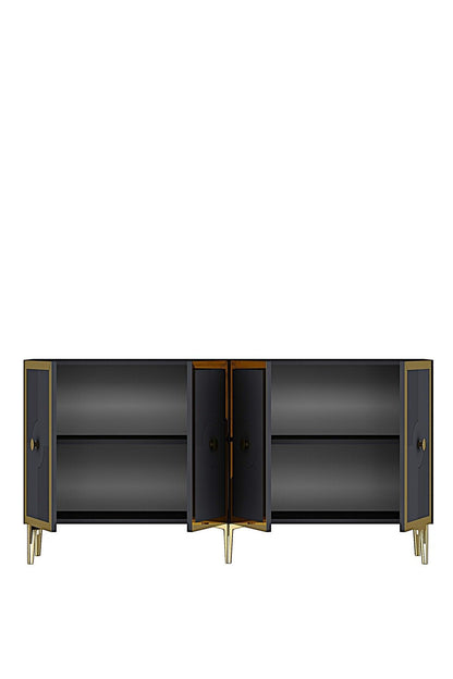 Κονσόλα Μπουφές 125x75x32 εκ Ανθρακί / Χρυσό 555CHM1559