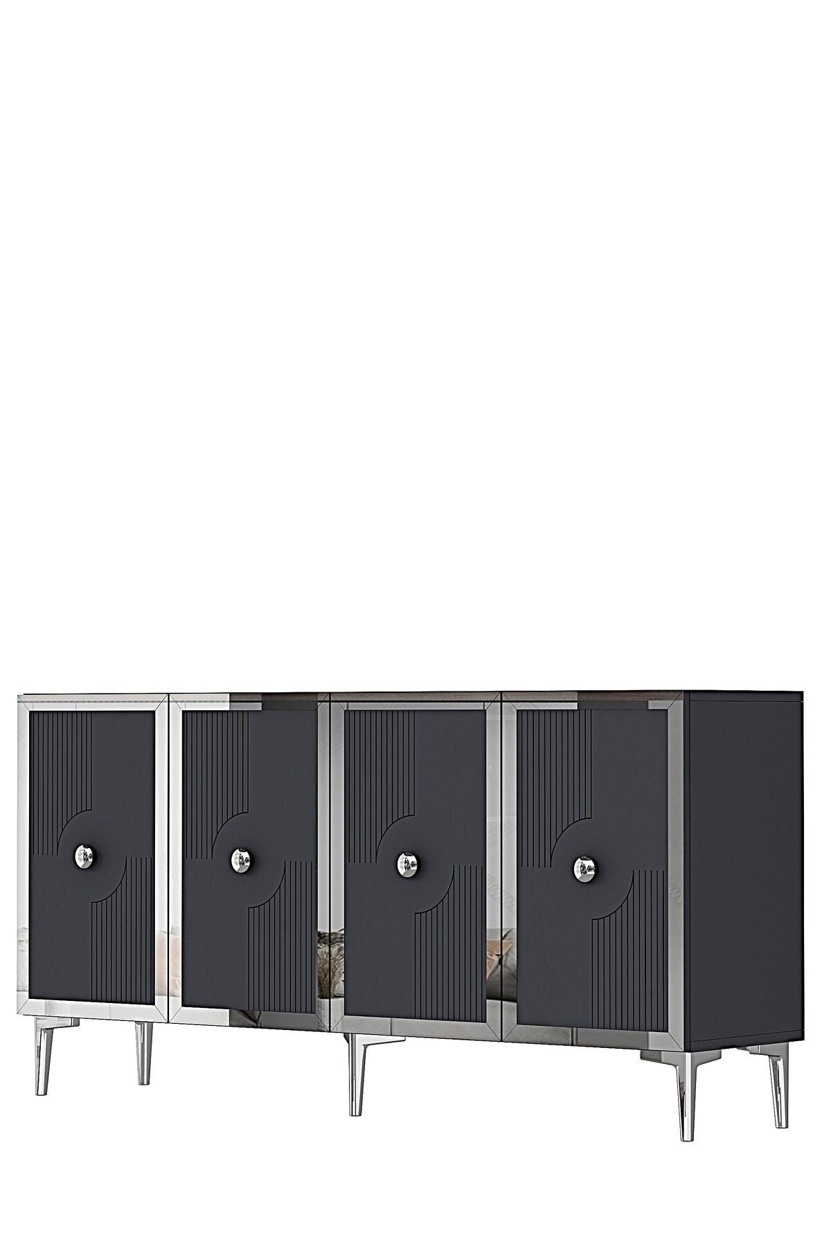 Κονσόλα Μπουφές 125x75x32 εκ Ανθρακί / Ασημί 555CHM1560