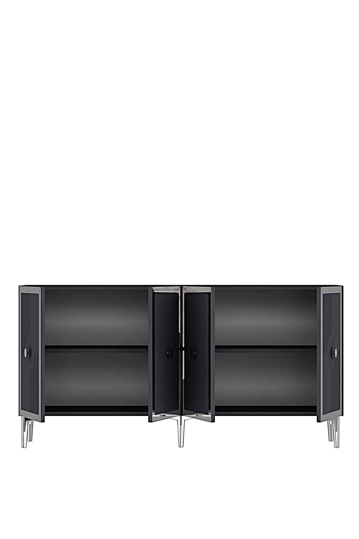 Κονσόλα Μπουφές 125x75x32 εκ Ανθρακί / Ασημί 555CHM1560