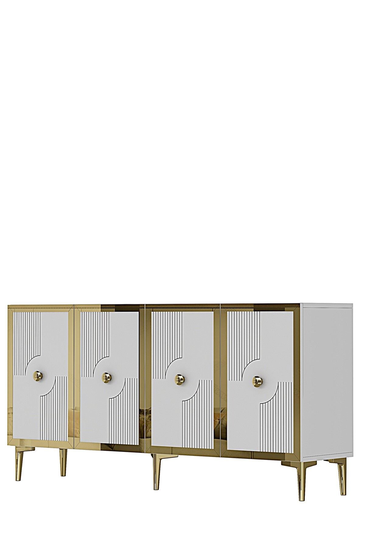 Κονσόλα Μπουφές 125x75x32 εκ Λευκό / Χρυσό 555CHM1561