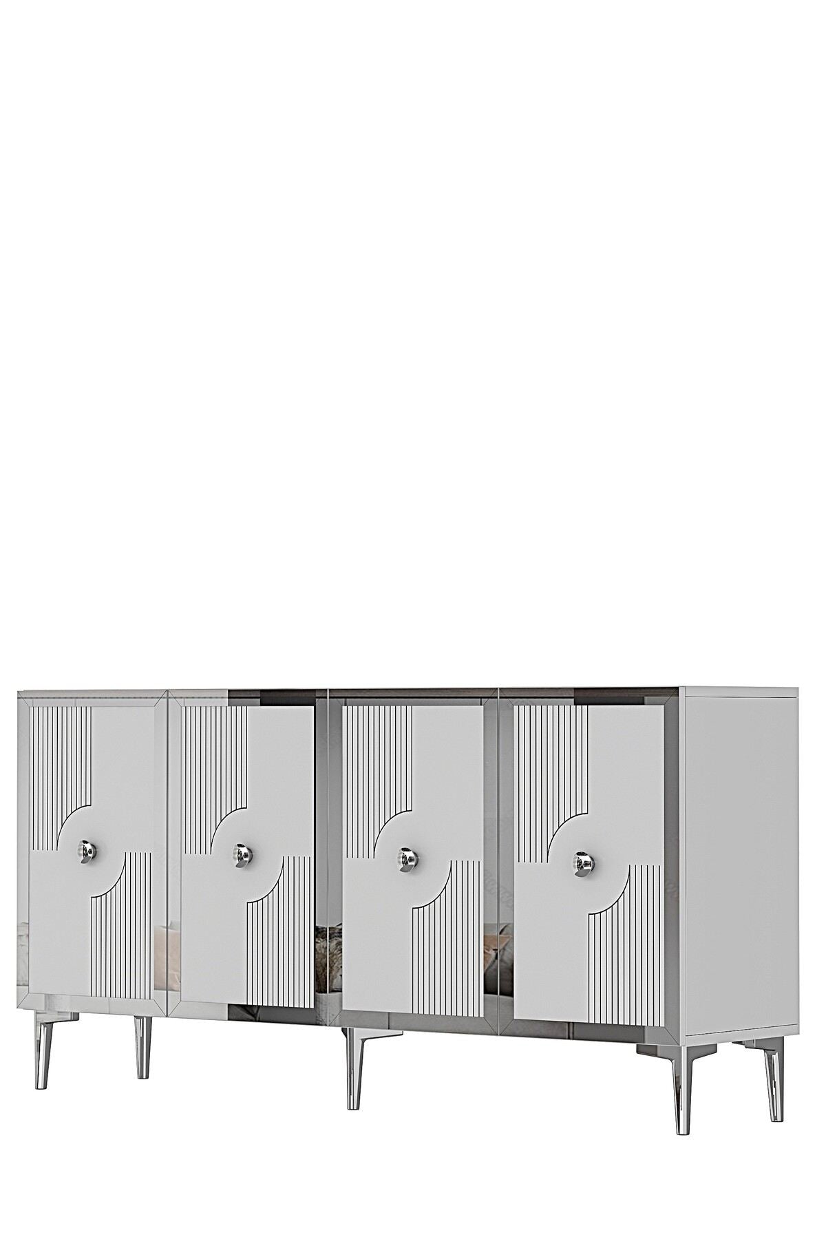 Κονσόλα Μπουφές 125x75x32 εκ Λευκό / Ασημί 555CHM1562