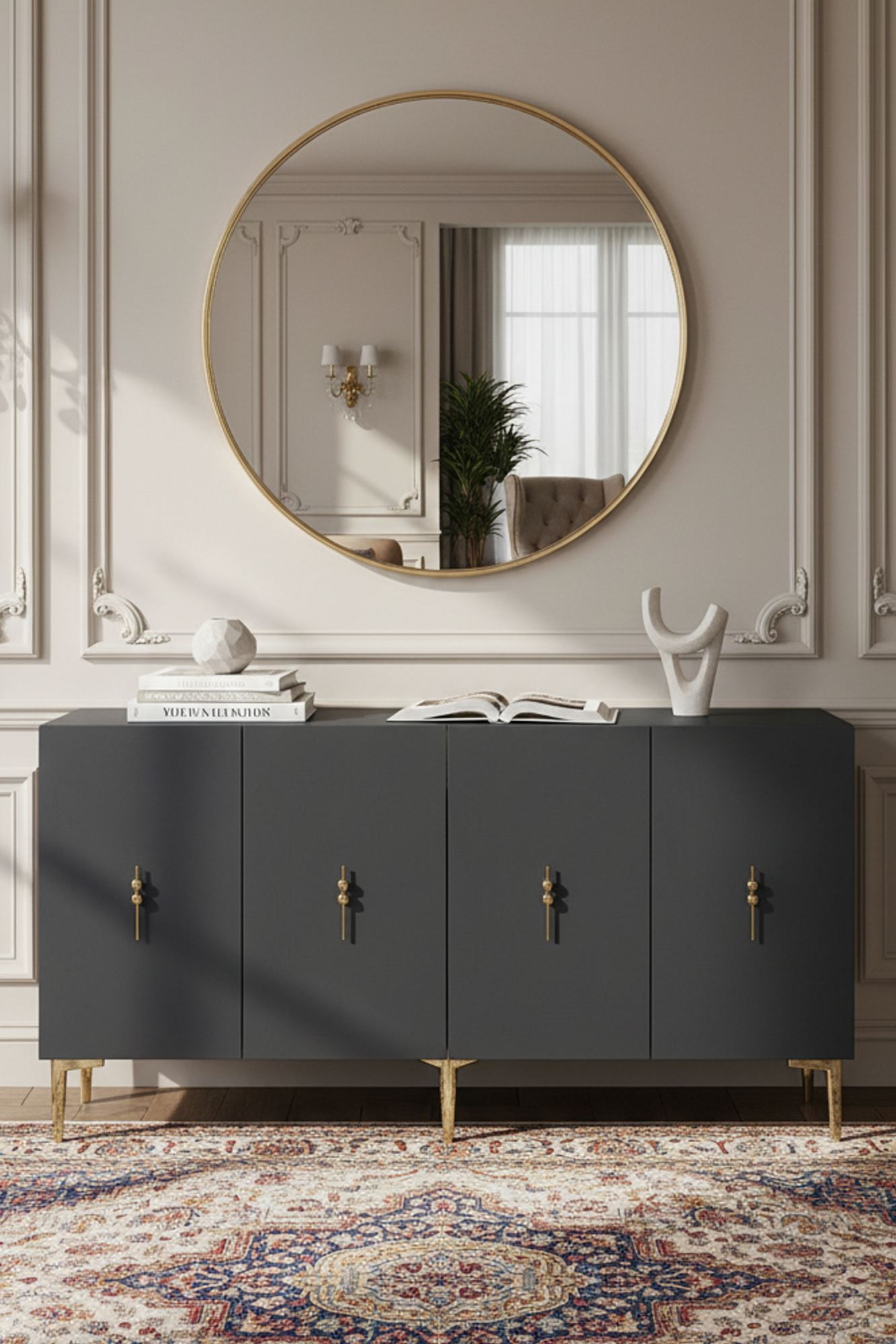Κονσόλα Μπουφές 125x75x32 εκ Ανθρακί / Χρυσό 555CHM1565