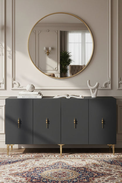 Κονσόλα Μπουφές 125x75x32 εκ Ανθρακί / Χρυσό 555CHM1565