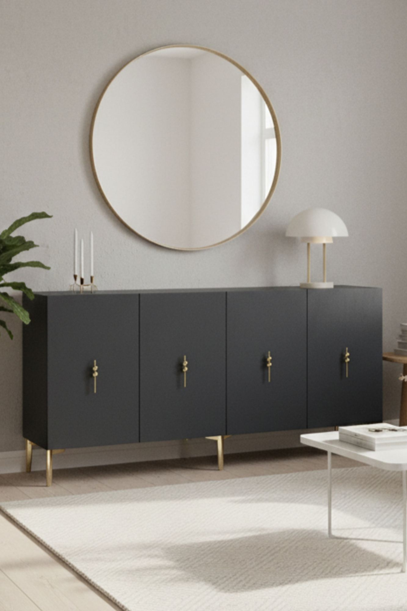 Κονσόλα Μπουφές 125x75x32 εκ Ανθρακί / Χρυσό 555CHM1565