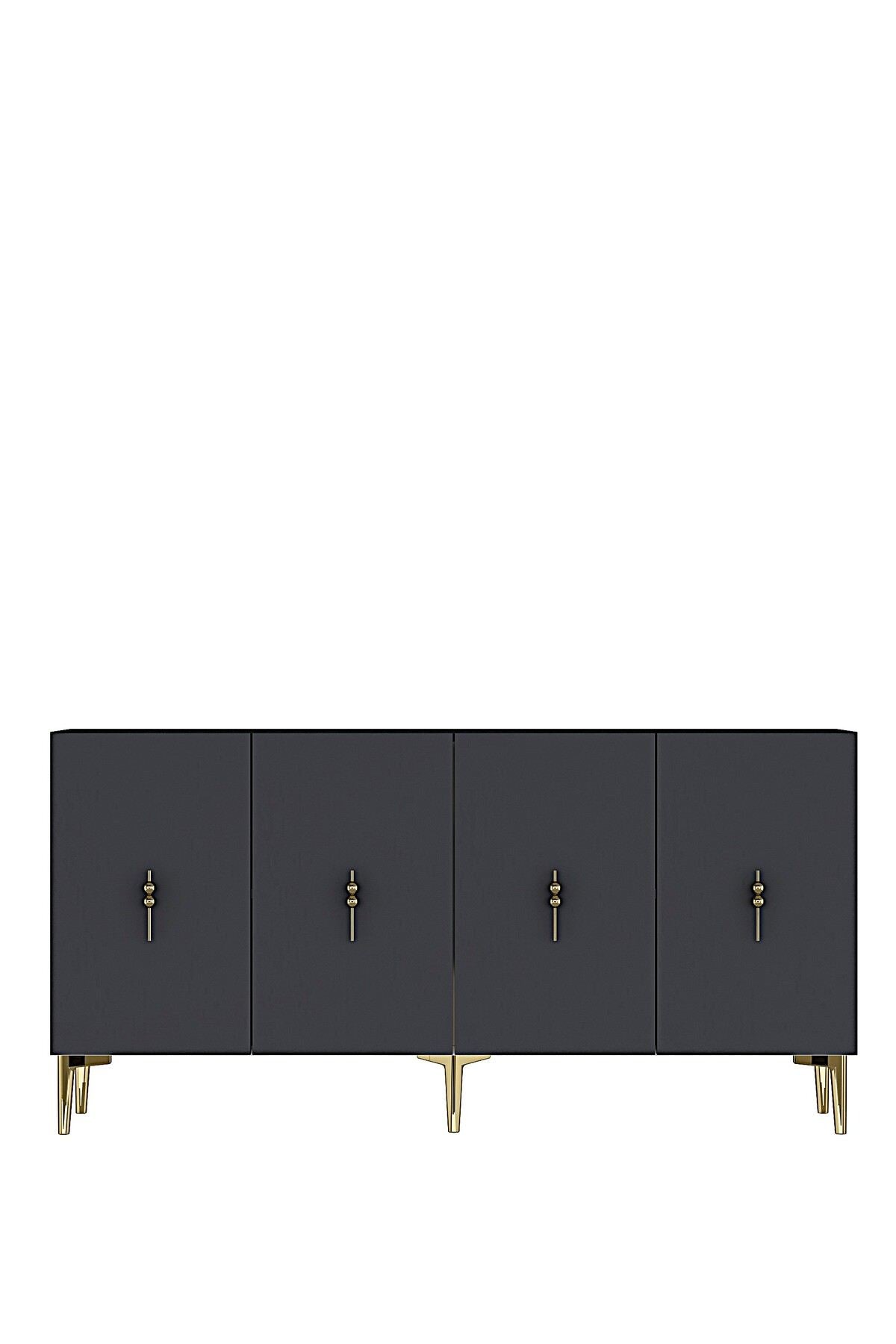 Κονσόλα Μπουφές 125x75x32 εκ Ανθρακί / Χρυσό 555CHM1565