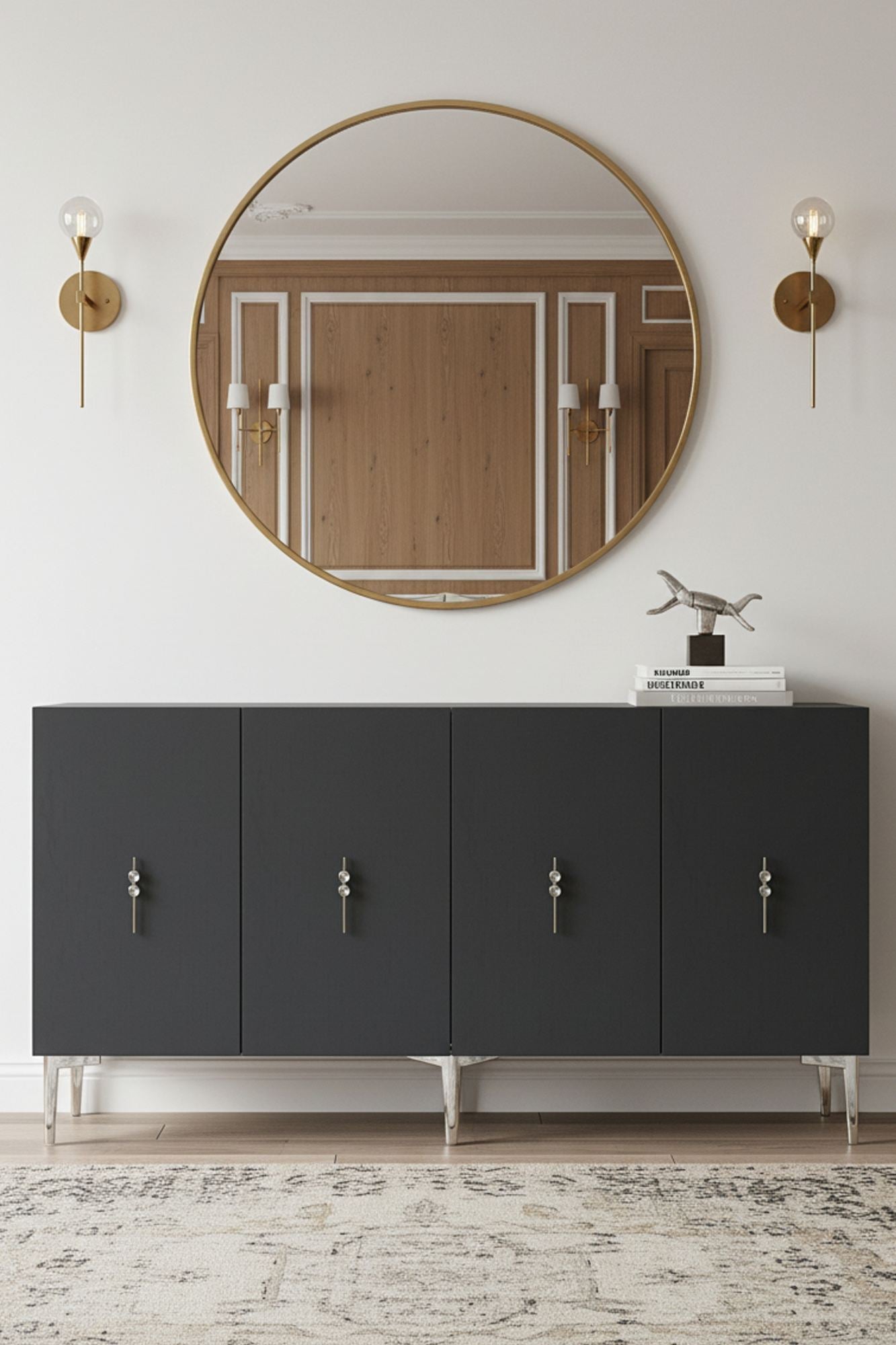Κονσόλα Μπουφές 125x75x32 εκ Ανθρακί / Ασημί 555CHM1566