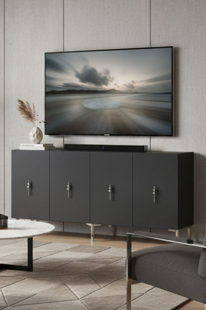 Κονσόλα Μπουφές 125x75x32 εκ Ανθρακί / Ασημί 555CHM1566