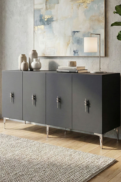 Κονσόλα Μπουφές 125x75x32 εκ Ανθρακί / Ασημί 555CHM1566