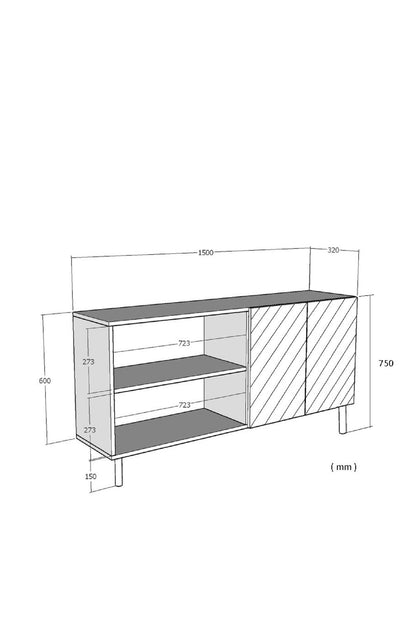 Κονσόλα Μπουφές 125x75x32 εκ Λευκό / Τραβερτίνο / Ασημί 555CHM1570