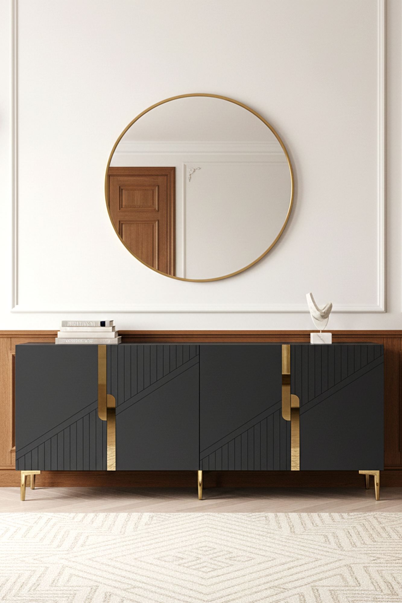 Κονσόλα Μπουφές 125x75x32 εκ Ανθρακί / Χρυσό 555CHM1571