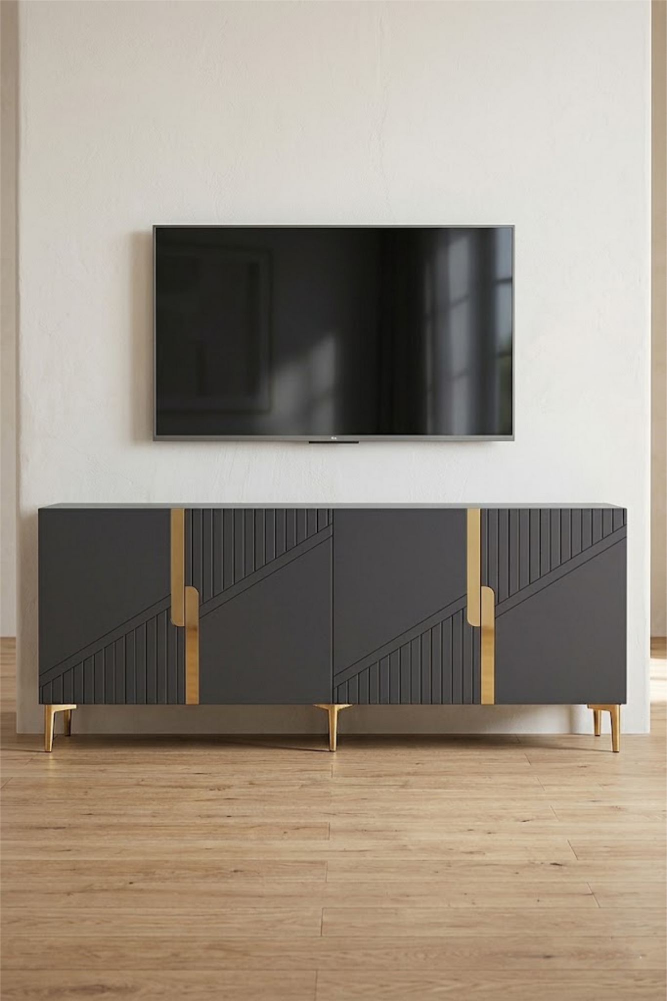 Κονσόλα Μπουφές 125x75x32 εκ Ανθρακί / Χρυσό 555CHM1571