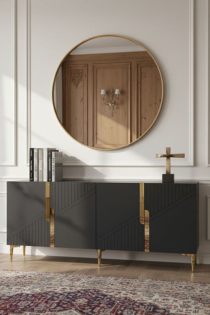 Κονσόλα Μπουφές 125x75x32 εκ Ανθρακί / Χρυσό 555CHM1571