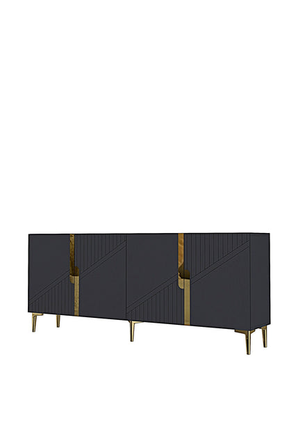 Κονσόλα Μπουφές 125x75x32 εκ Ανθρακί / Χρυσό 555CHM1571