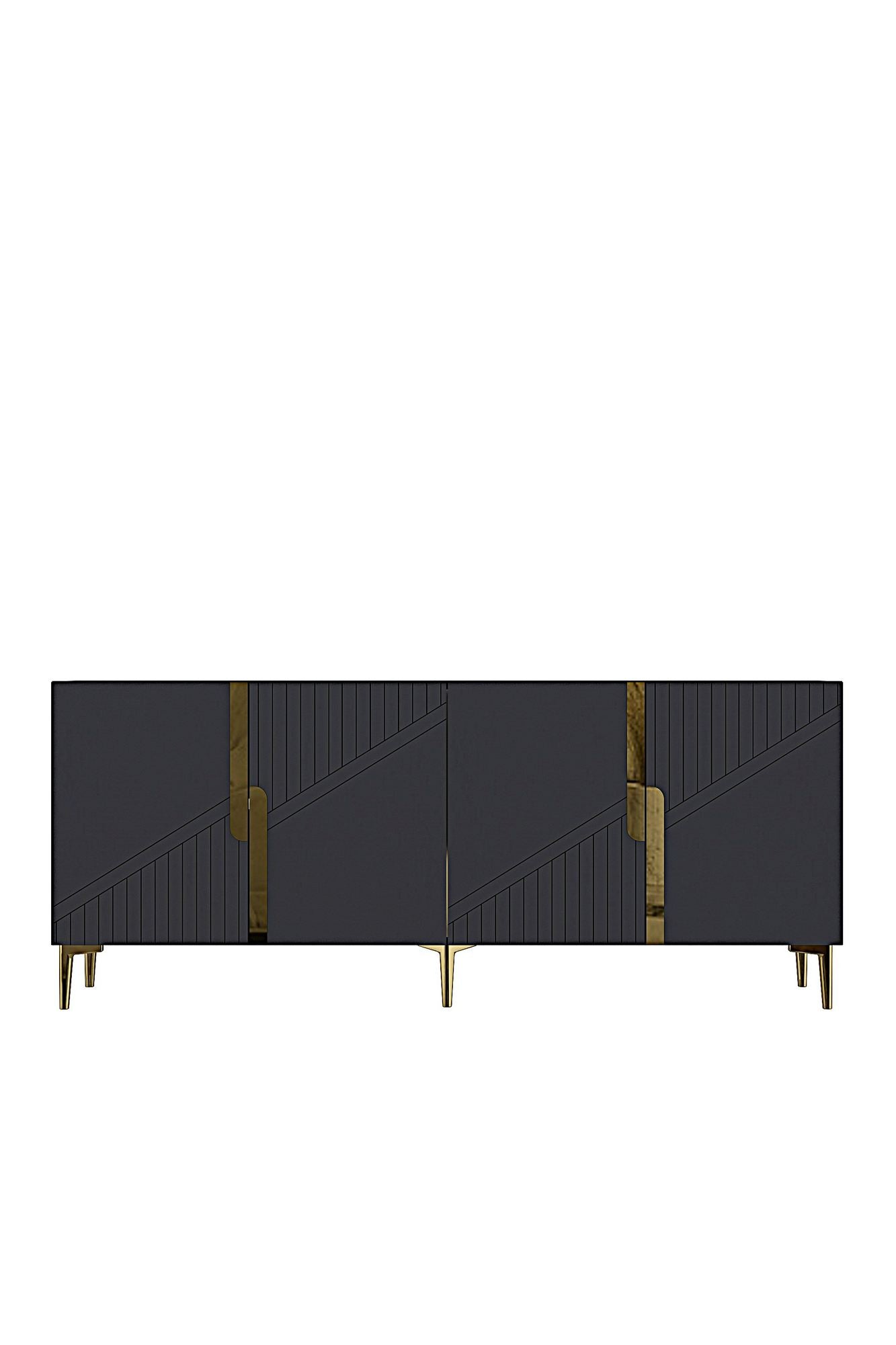 Κονσόλα Μπουφές 125x75x32 εκ Ανθρακί / Χρυσό 555CHM1571