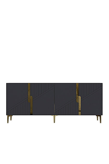 Κονσόλα Μπουφές 125x75x32 εκ Ανθρακί / Χρυσό 555CHM1571