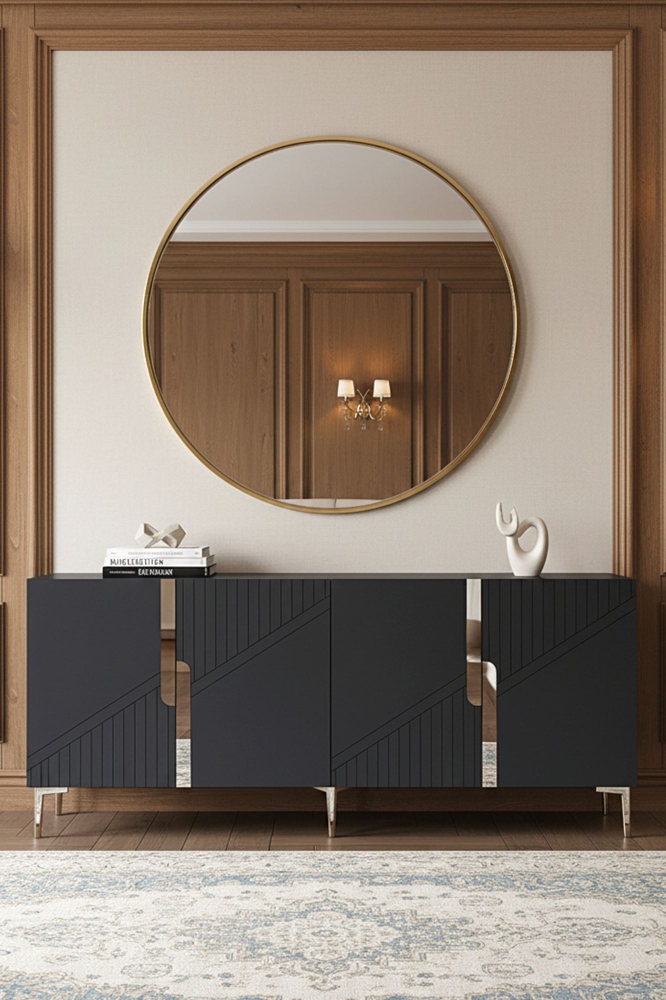 Κονσόλα Μπουφές 125x75x32 εκ Ανθρακί / Ασημί 555CHM1572