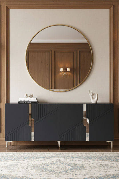 Κονσόλα Μπουφές 125x75x32 εκ Ανθρακί / Ασημί 555CHM1572