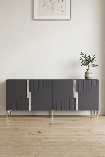 Κονσόλα Μπουφές 125x75x32 εκ Ανθρακί / Ασημί 555CHM1572