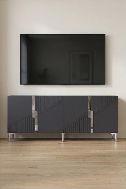 Κονσόλα Μπουφές 125x75x32 εκ Ανθρακί / Ασημί 555CHM1572