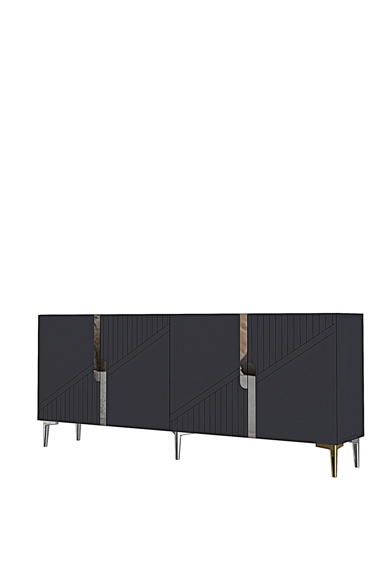 Κονσόλα Μπουφές 125x75x32 εκ Ανθρακί / Ασημί 555CHM1572