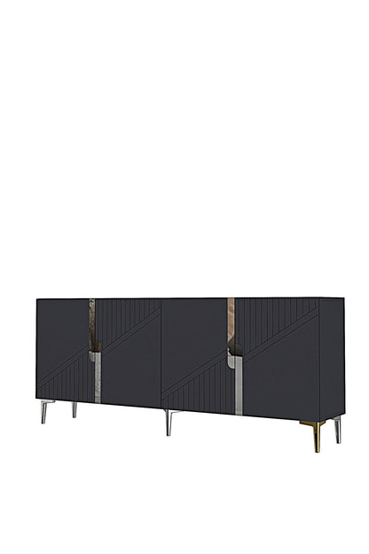 Κονσόλα Μπουφές 125x75x32 εκ Ανθρακί / Ασημί 555CHM1572