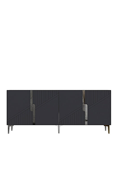 Κονσόλα Μπουφές 125x75x32 εκ Ανθρακί / Ασημί 555CHM1572