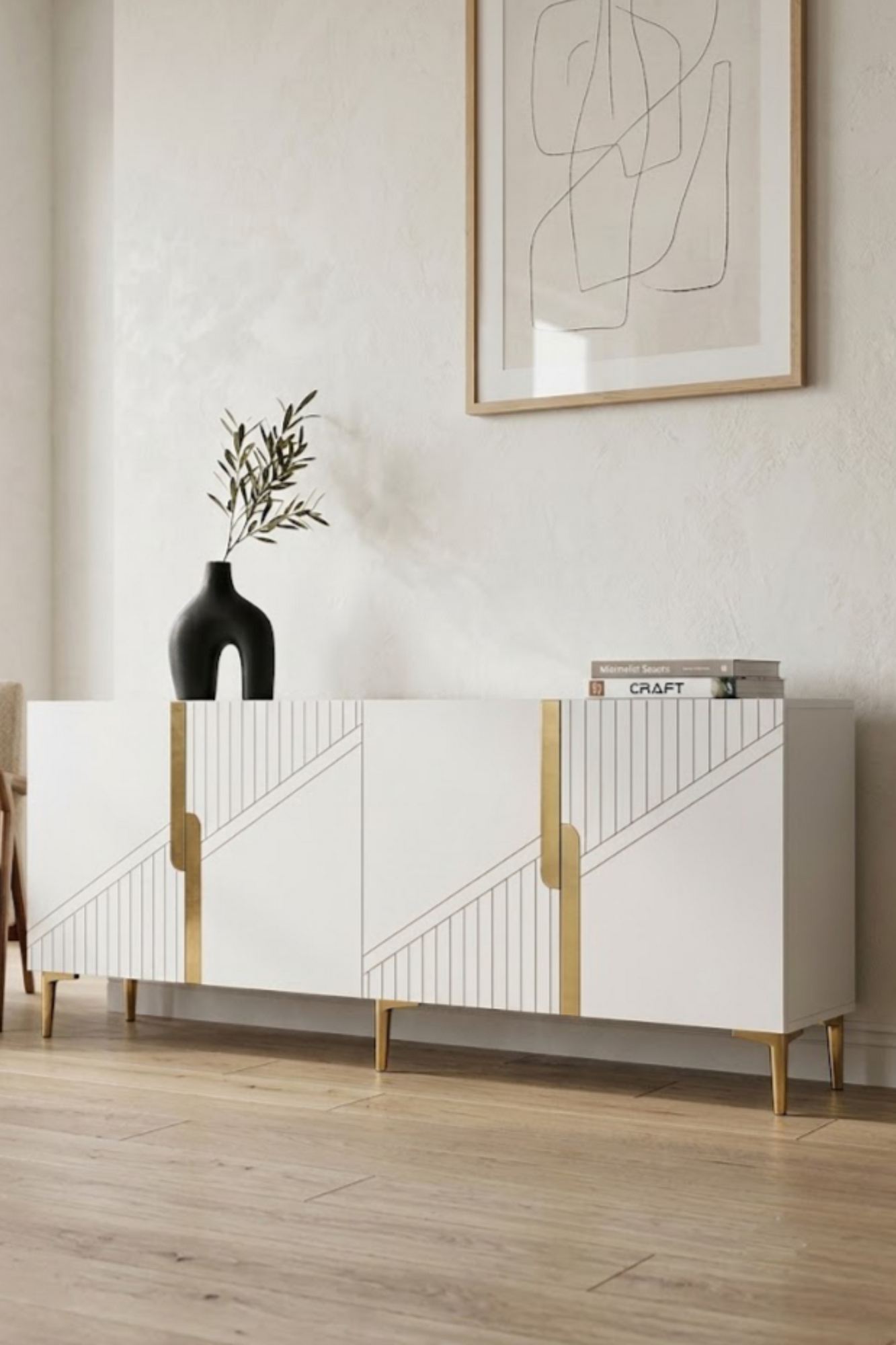 Κονσόλα Μπουφές 125x75x32 εκ Λευκό / Χρυσό 555CHM1575