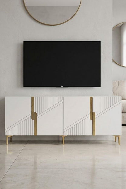 Κονσόλα Μπουφές 125x75x32 εκ Λευκό / Χρυσό 555CHM1575