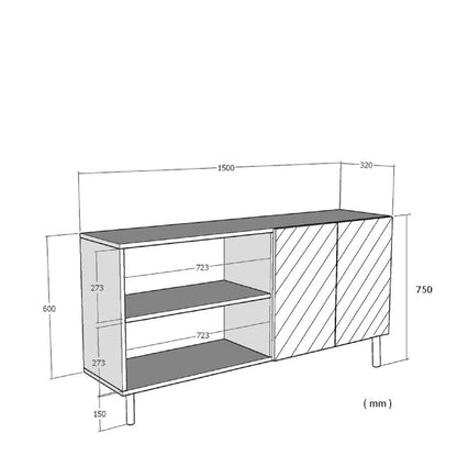 Κονσόλα Μπουφές 125x75x32 εκ Λευκό / Χρυσό 555CHM1575