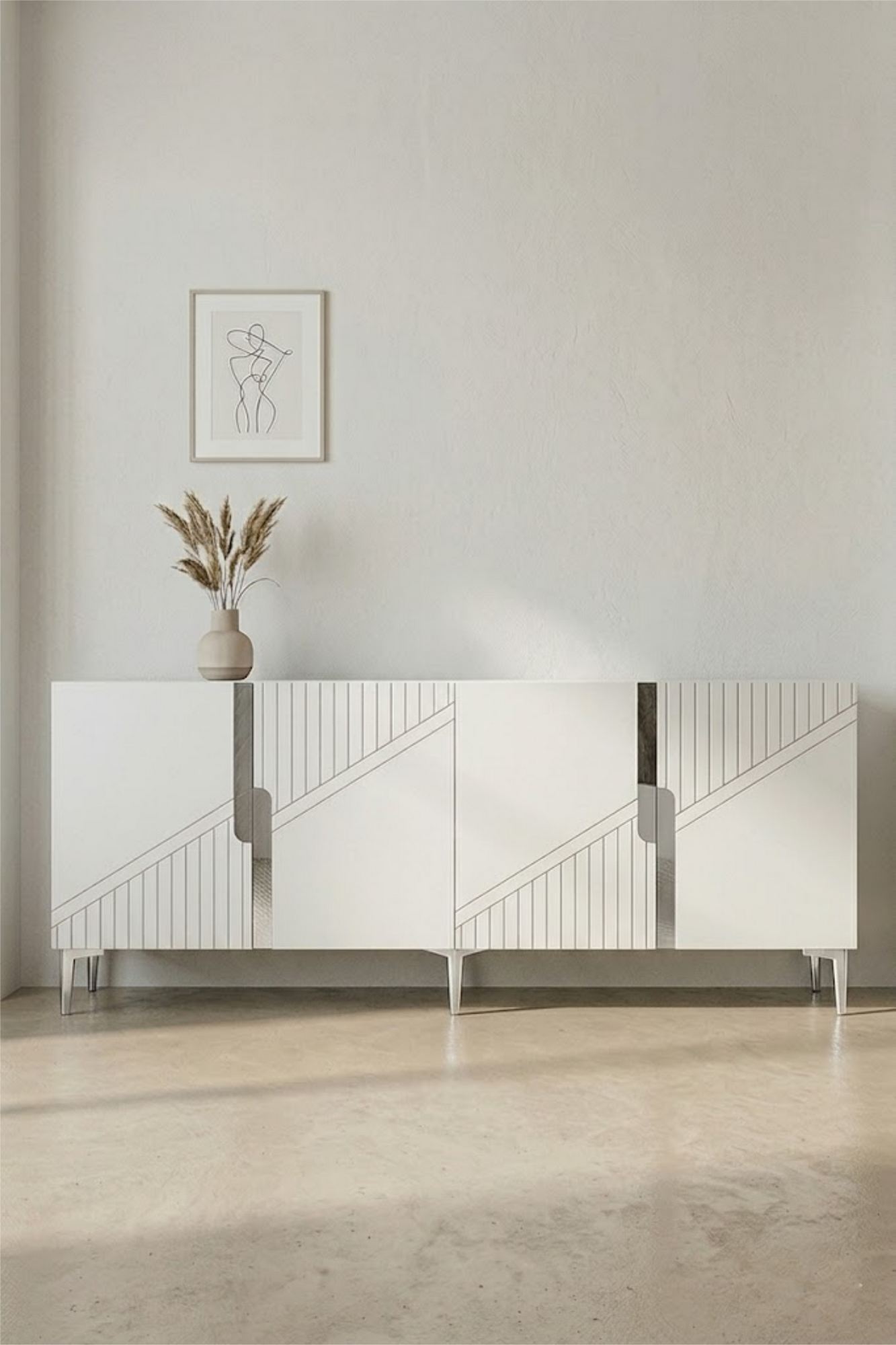 Κονσόλα Μπουφές 125x75x32 εκ Λευκό / Ασημί 555CHM1576