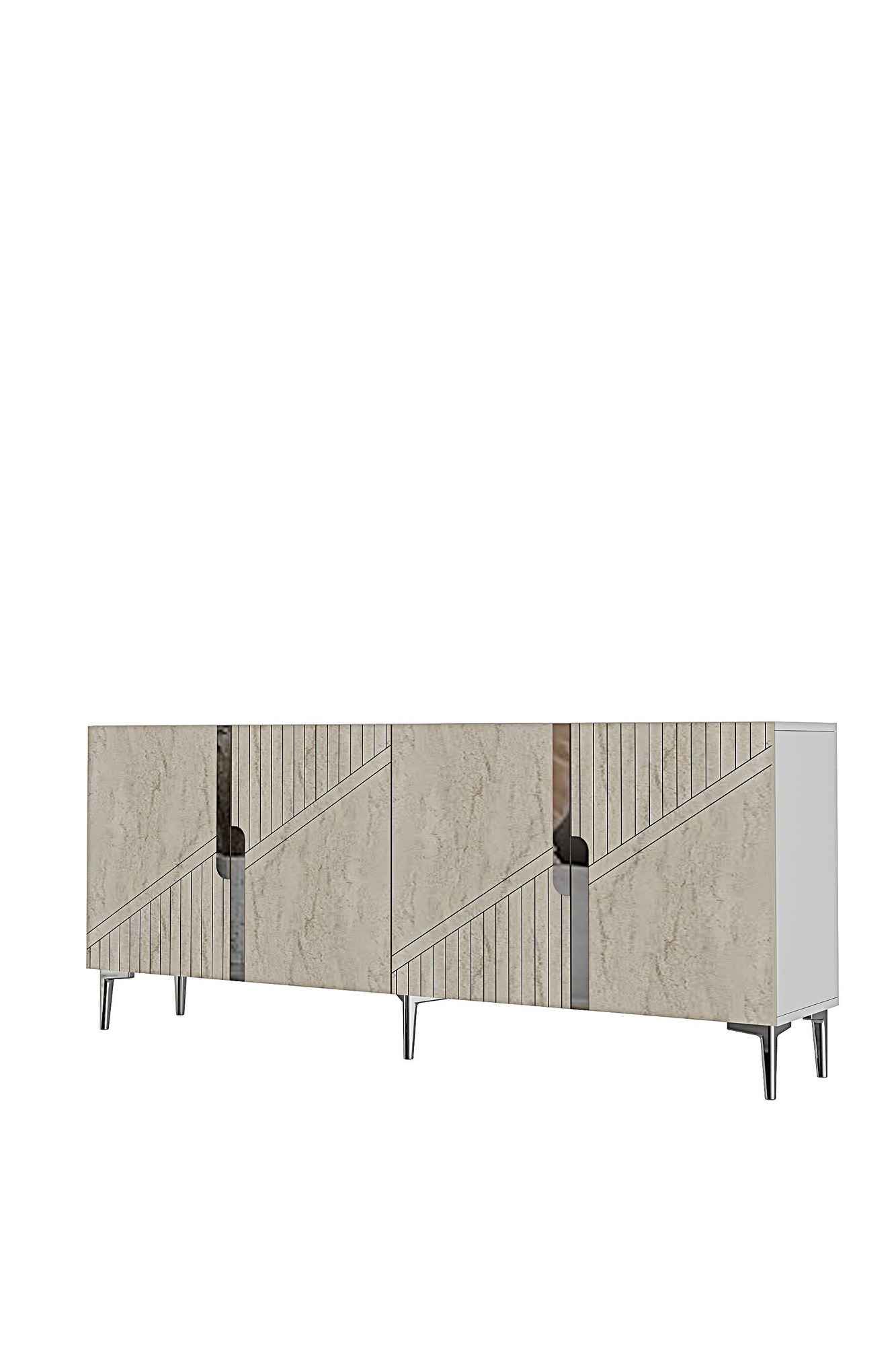 Κονσόλα Μπουφές 125x75x32 εκ Λευκό / Ασημί 555CHM1578