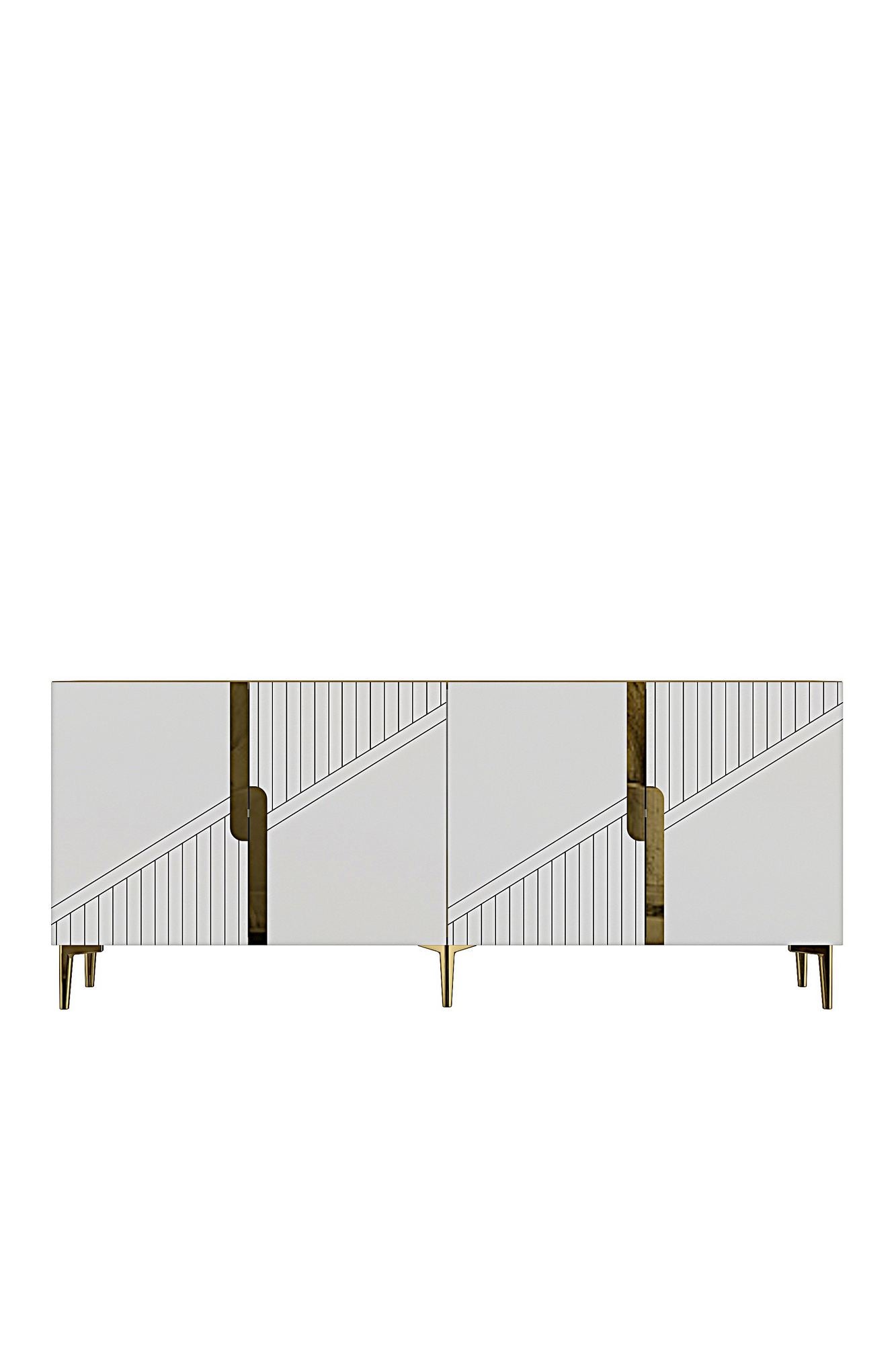 Κονσόλα Μπουφές 125x75x32 εκ Δρυς Sapphire / Λευκό / Χρυσό 555CHM1579