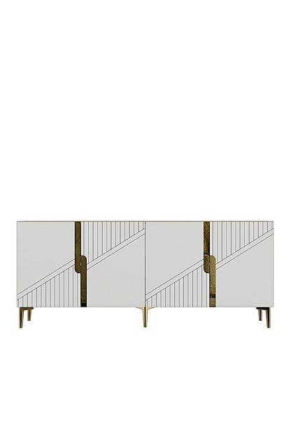Κονσόλα Μπουφές 125x75x32 εκ Δρυς Sapphire / Λευκό / Χρυσό 555CHM1579