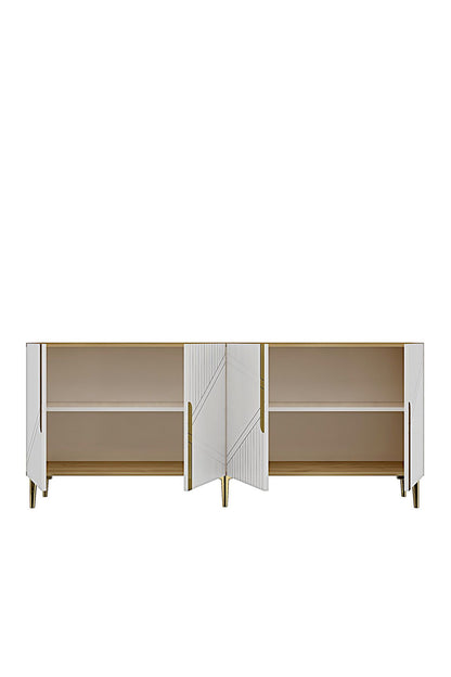 Κονσόλα Μπουφές 125x75x32 εκ Δρυς Sapphire / Λευκό / Χρυσό 555CHM1579