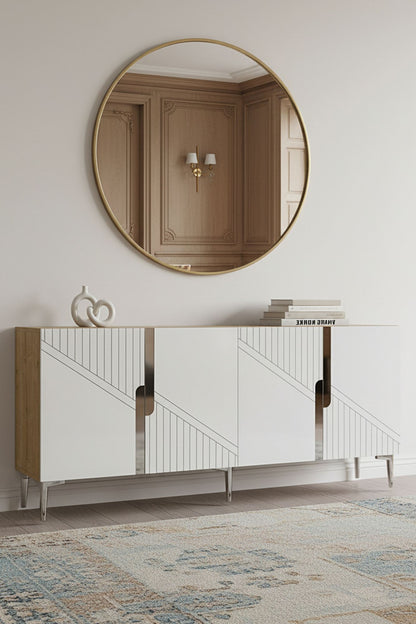 Κονσόλα Μπουφές 125x75x32 εκ Δρυς Sapphire / Λευκό / Ασημί 555CHM1580