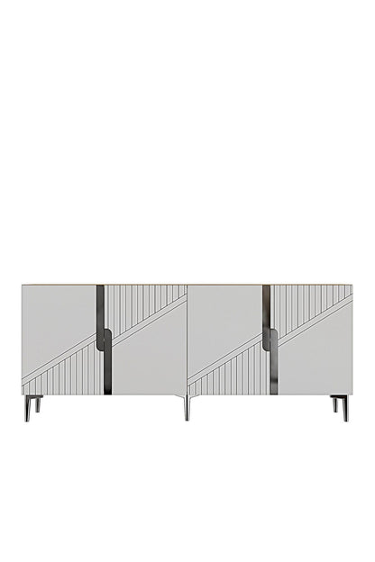 Κονσόλα Μπουφές 125x75x32 εκ Δρυς Sapphire / Λευκό / Ασημί 555CHM1580