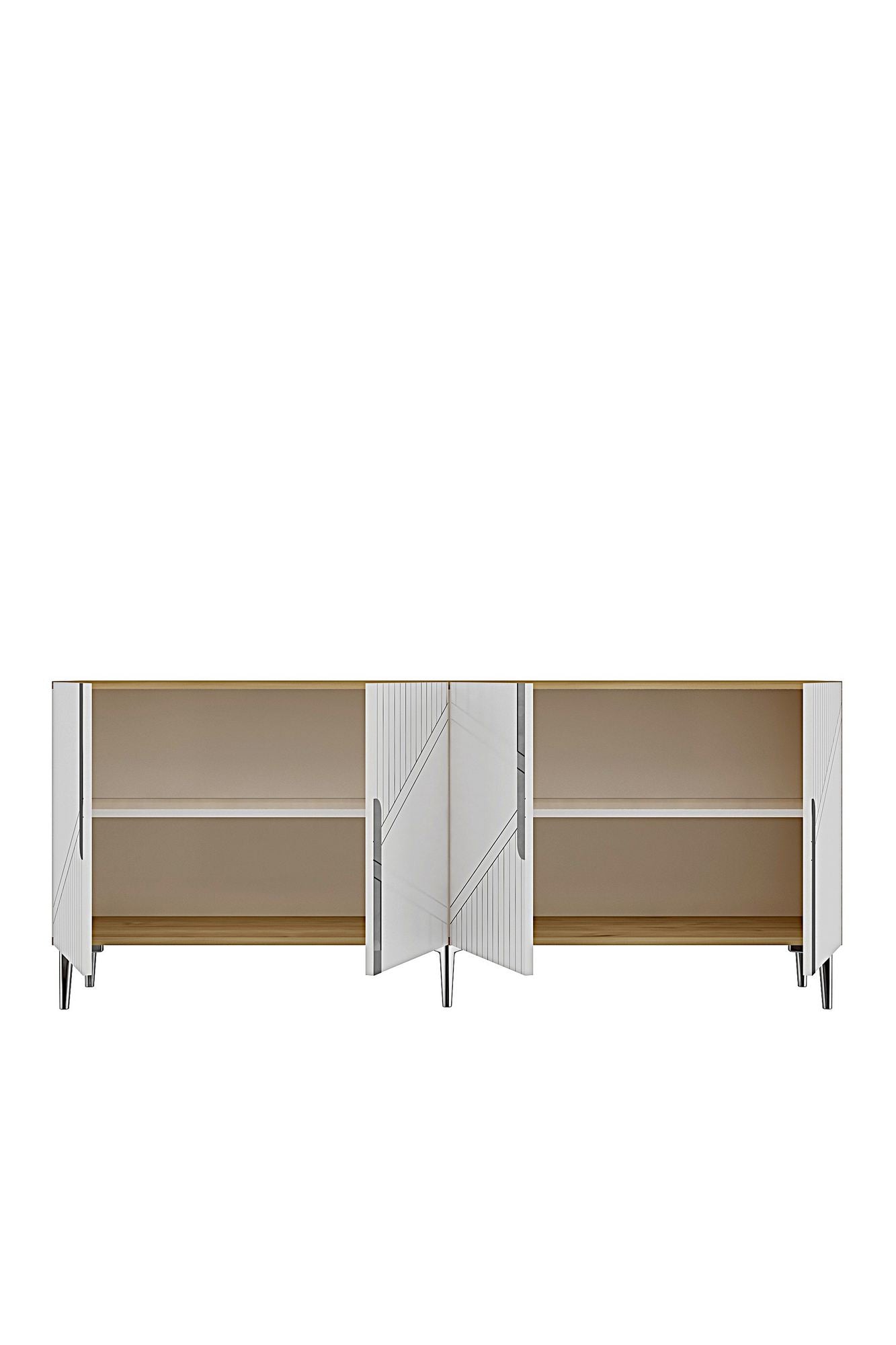 Κονσόλα Μπουφές 125x75x32 εκ Δρυς Sapphire / Λευκό / Ασημί 555CHM1580