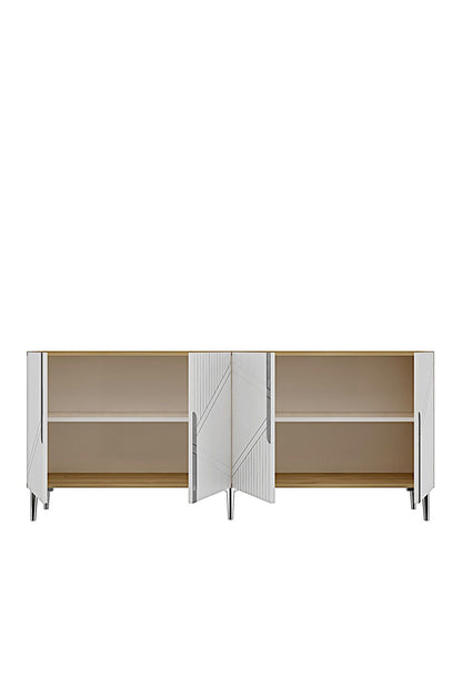 Κονσόλα Μπουφές 125x75x32 εκ Δρυς Sapphire / Λευκό / Ασημί 555CHM1580
