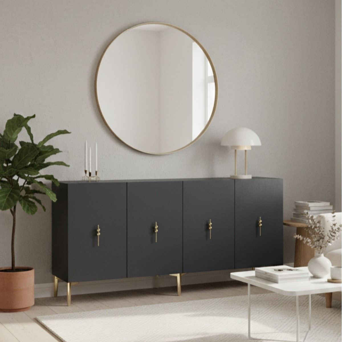 Κονσόλα Μπουφές 150x75x32 εκ Ανθρακί / Χρυσό 555CHM1587
