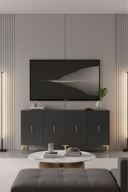 Κονσόλα Μπουφές 150x75x32 εκ Ανθρακί / Χρυσό 555CHM1587