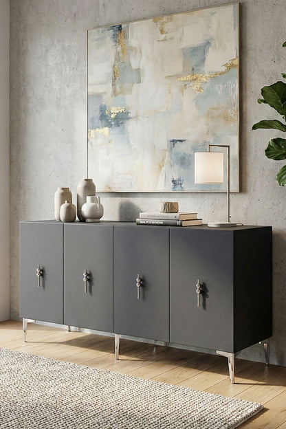 Κονσόλα Μπουφές 150x75x32 εκ Ανθρακί / Ασημί 555CHM1588