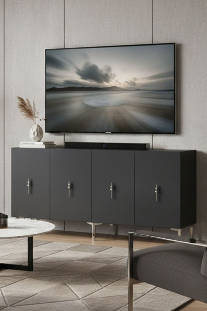 Κονσόλα Μπουφές 150x75x32 εκ Ανθρακί / Ασημί 555CHM1588