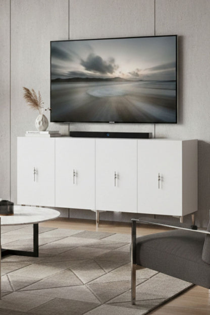 Κονσόλα Μπουφές 150x75x32 εκ Λευκό / Ασημί 555CHM1590