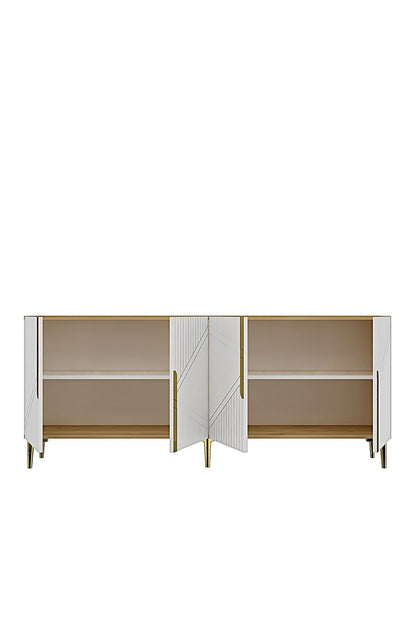 Κονσόλα Μπουφές 150x75x32 εκ Δρυς Sapphire / Λευκό / Χρυσό 555CHM1595