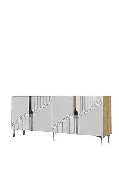 Κονσόλα Μπουφές 150x75x32 εκ Δρυς Sapphire / Λευκό / Ασημί 555CHM1596