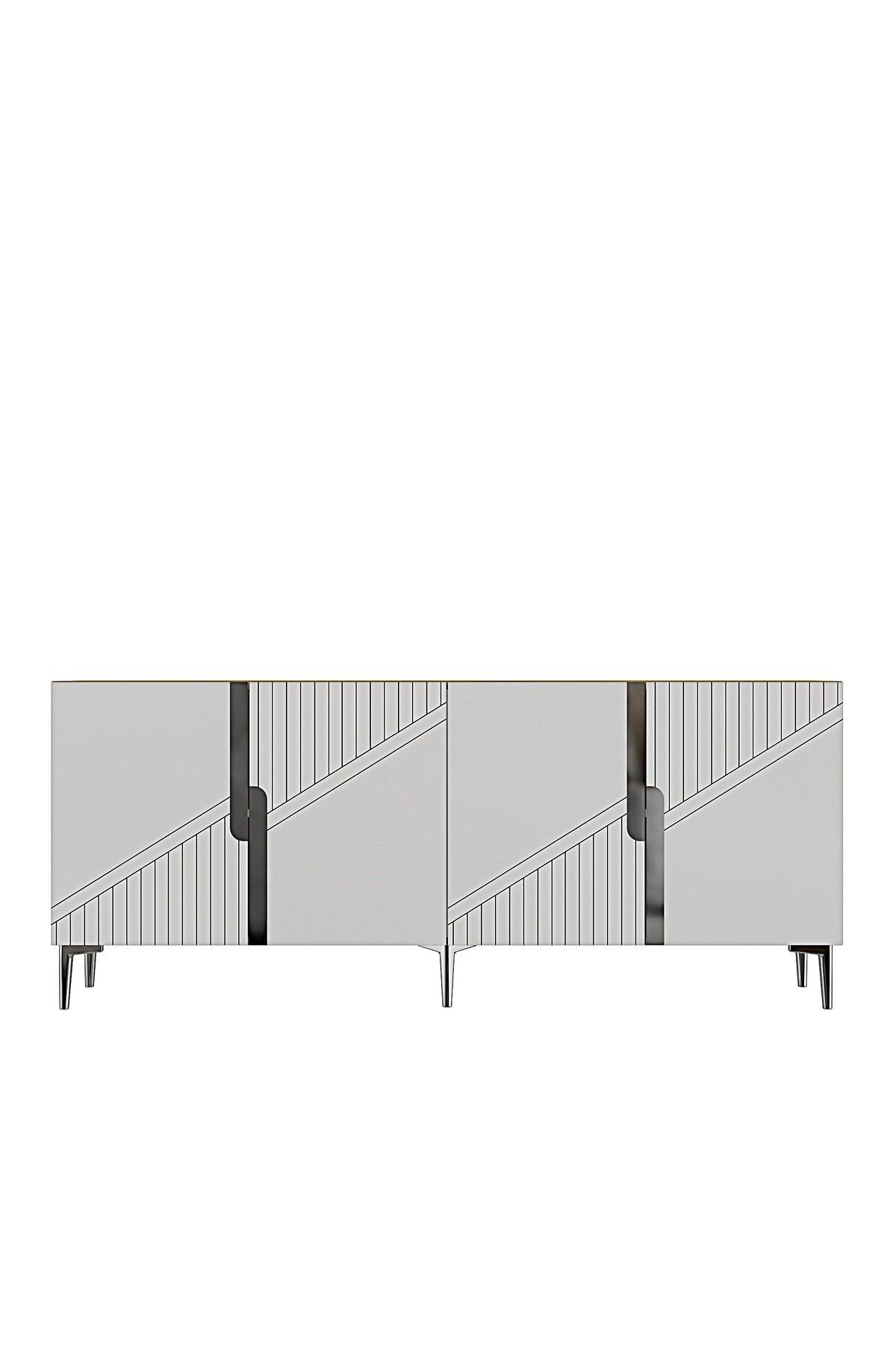 Κονσόλα Μπουφές 150x75x32 εκ Δρυς Sapphire / Λευκό / Ασημί 555CHM1596
