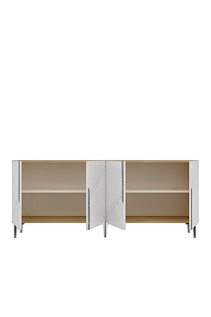 Κονσόλα Μπουφές 150x75x32 εκ Δρυς Sapphire / Λευκό / Ασημί 555CHM1596