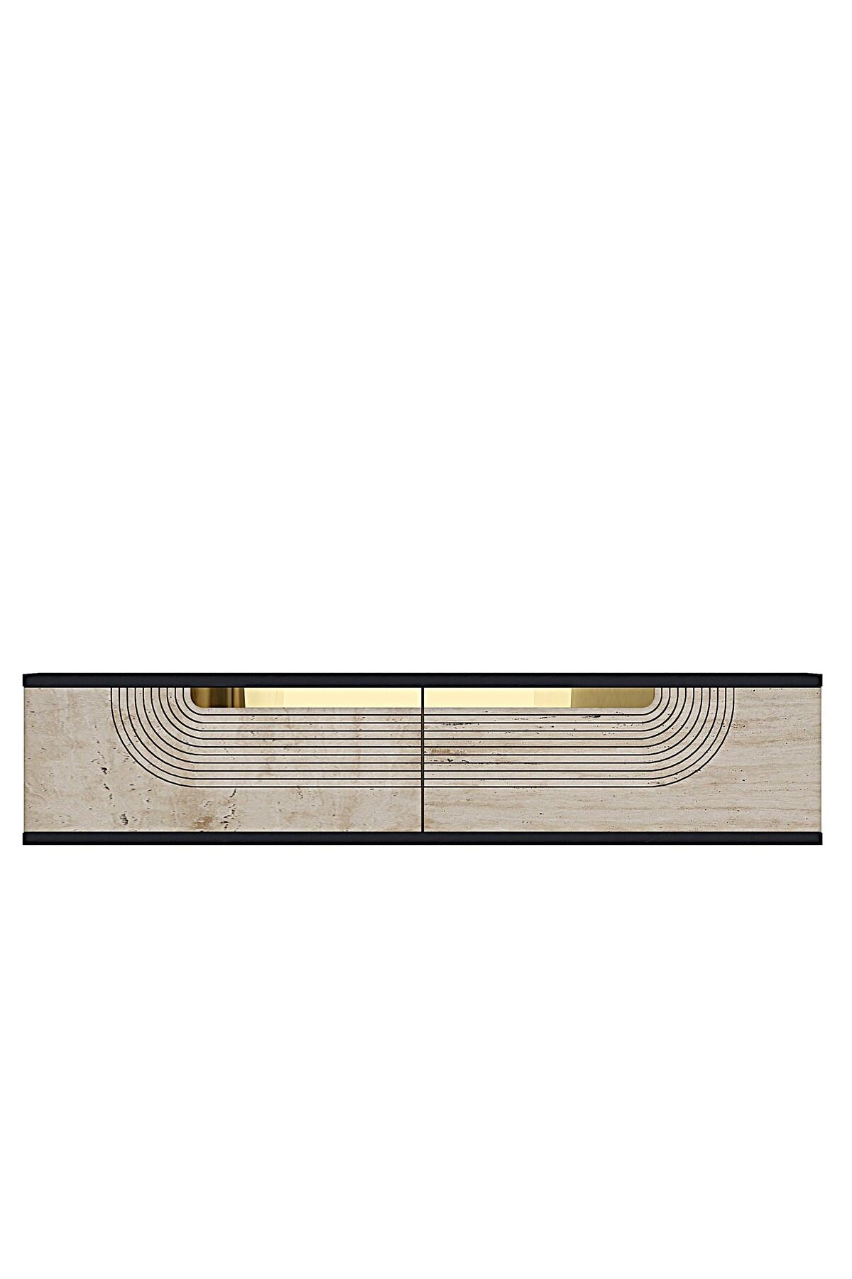Συρταριέρα 120x25.5x29.6 εκ Ανθρακί / Travertine / Χρυσό 555CHM1602