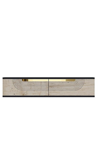 Συρταριέρα 120x25.5x29.6 εκ Ανθρακί / Travertine / Χρυσό 555CHM1602