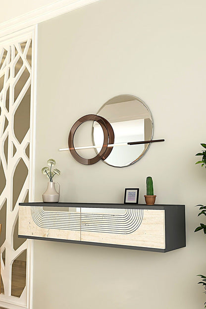 Συρταριέρα 120x25.5x29.6 εκ Ανθρακί / Travertine / Ασημί 555CHM1603